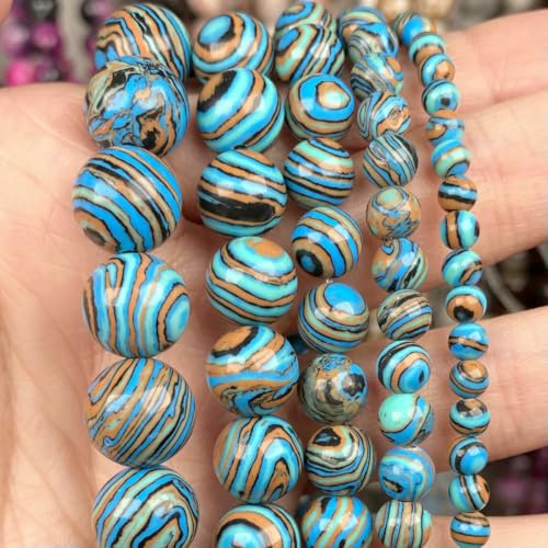 Natursteinperlen im 45-Stil, blauer Chalcedon, Kristallglas, Edelstein, Jade, Achat, Perlen, Schmuckherstellung, DIY, handgefertigtes Armband, 38,1 cm, Seeblauer Streifenstein, 8 mm von BSGUZ