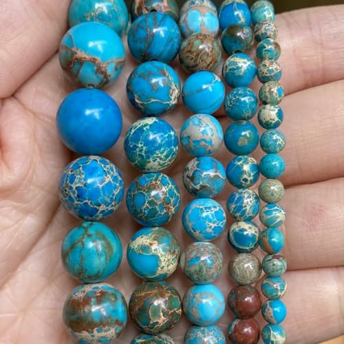 Natursteinperlen im 45-Stil, blauer Chalcedon, Kristallglas, Edelstein, Jade, Achat, Perlen, Schmuckherstellung, DIY, handgefertigtes Armband, 38,1 cm, Seeblaues Sediment, 4,0 mm von BSGUZ