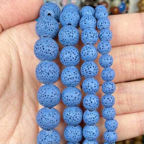 Natursteinperlen im 45-Stil, blauer Chalcedon, Kristallglas, Edelstein, Jade, Achat, Perlen, Schmuckherstellung, DIY, handgefertigtes Armband, 38,1 cm, blaue Vulkanlava, 4,0 mm von BSGUZ