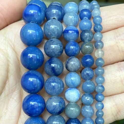 Natursteinperlen im 45-Stil, blauer Chalcedon, Kristallglas, Edelstein, Jade, Achat, Perlen, Schmuckherstellung, DIY, handgefertigtes Armband, 38,1 cm, blauer Aventurin, 8 mm von BSGUZ