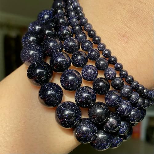 Natursteinperlen im 45-Stil, blauer Chalcedon, Kristallglas, Edelstein, Jade, Achat, Perlen, Schmuckherstellung, DIY, handgefertigtes Armband, 38,1 cm, blauer Sandstein, 8 mm von BSGUZ