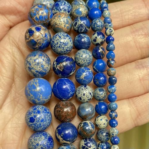 Natursteinperlen im 45-Stil, blauer Chalcedon, Kristallglas, Edelstein, Jade, Achat, Perlen, Schmuckherstellung, DIY, handgefertigtes Armband, 38,1 cm, blauer Sedimentjaspis, 8 mm von BSGUZ