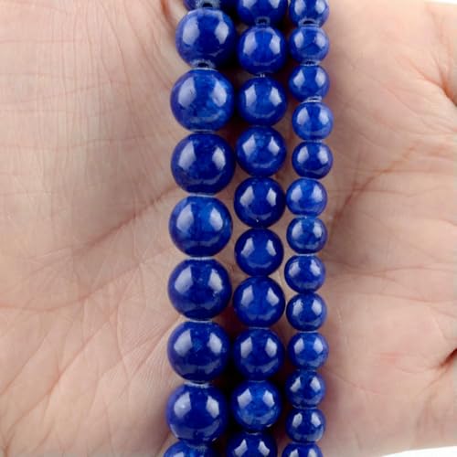 Natursteinperlen im 45-Stil, blauer Chalcedon, Kristallglas, Edelstein, Jade, Achat, Perlen, Schmuckherstellung, DIY, handgefertigtes Armband, 38,1 cm, dunkelblauer Chalcedon, 6 mm von BSGUZ
