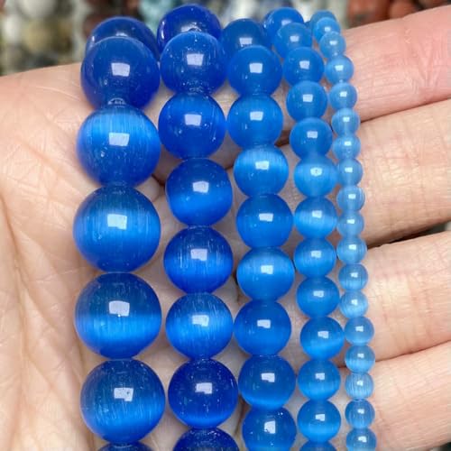Natursteinperlen im 45-Stil, blauer Chalcedon, Kristallglas, Edelstein, Jade, Achat, Perlen, Schmuckherstellung, DIY, handgefertigtes Armband, 38,1 cm, hellblaue Katzenaugen, 4,0 mm von BSGUZ