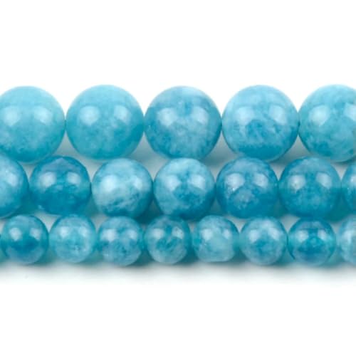 Natursteinperlen im 45-Stil, blauer Chalcedon, Kristallglas, Edelstein, Jade, Achat, Perlen, Schmuckherstellung, DIY, handgefertigtes Armband, 38,1 cm, hellblauer Chalcedon, 10 mm von BSGUZ