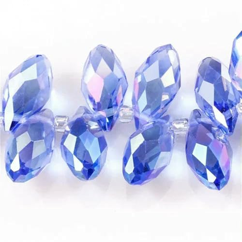 Österreichische mehrfarbige Glasperlen in Tropfenform zur Schmuckherstellung, Halskette, DIY-Zubehör, facettierte Kristall-Briolette-Perlen-Z007AB-5 x 7 mm, 50 Stück von BSGUZ