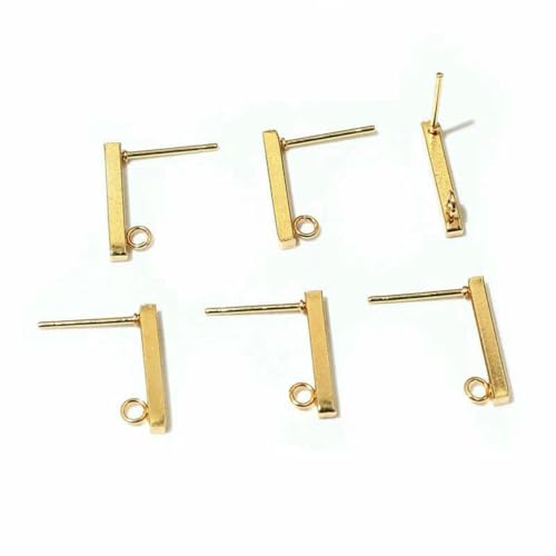 Ohrringhaken aus Edelstahl, 10 mm, 15 mm, für Ohrstecker, Ohrhaken, Verbinder, DIY-Schmuckherstellung, Zubehör, 20 Stück, 10 mm, 15 mm, paralleles Gold, 15 x 2 mm von BSGUZ