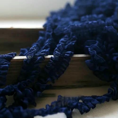 Plissee-Spitzenbesatz, gerüschter, zerknitterter Chiffon, Plissee-Stoff, Band, Manschettenkragen, Kleid, Nähmaterial für Kleidung, Marineblau, 2 Yards Plissee-Spitzenbesatz, gerüschter, zerknitterter Chiffon, Plissee-Stoff, Band, Manschettenkragen, Kleid, Nähmaterial für Kleidung, Marineblau, 2 Yards von BSGUZ