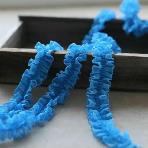 Plissee-Spitzenbesatz, gerüschter, zerknitterter Chiffon, Plissee-Stoff, Band, Manschettenkragen, Kleid, Nähmaterial für Kleidung, Seeblau, 2 Yards Plissee-Spitzenbesatz, gerüschter, zerknitterter Chiffon, Plissee-Stoff, Band, Manschettenkragen, Kleid, Nähmaterial für Kleidung, Seeblau, 2 Yards von BSGUZ