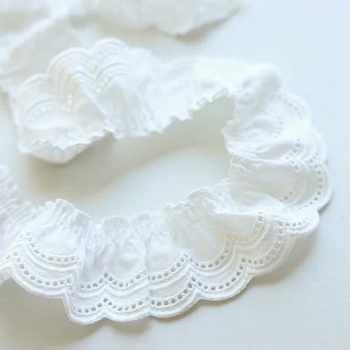 Plisseestoff aus Baumwolle mit bestickter Spitze, Spitzenfransen, Bandkleid, Guipure, Ausschnittmanschetten, Rüschenbesatz, DIY-Nähdekor - 2 Yards Plisseestoff aus Baumwolle mit bestickter Spitze, Spitzenfransen, Bandkleid, Guipure, Ausschnittmanschetten, Rüschenbesatz, DIY-Nähdekor - 2 Yards von BSGUZ