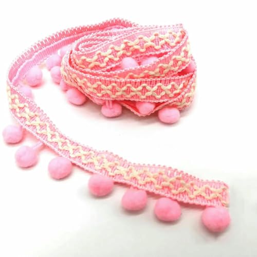 Pom-Pom-Bordüre, Spitzenstoff, Nähzubehör, Pompons, Quaste, Ballfransen, Band, Nähspitze für DIY-Material, Basteln, Bekleidung, 01 Pink, 1 Yard Pom-Pom-Bordüre, Spitzenstoff, Nähzubehör, Pompons, Quaste, Ballfransen, Band, Nähspitze für DIY-Material, Basteln, Bekleidung, 01 Pink, 1 Yard von BSGUZ