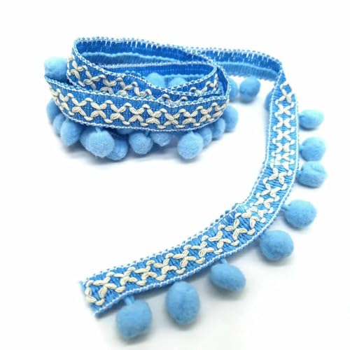 Pom-Pom-Bordüre, Spitzenstoff, Nähzubehör, Pompons, Quaste, Ballfransen, Band, Nähspitze für DIY-Material, Basteln, Bekleidung, 04 Hellblau, 1 Yard Pom-Pom-Bordüre, Spitzenstoff, Nähzubehör, Pompons, Quaste, Ballfransen, Band, Nähspitze für DIY-Material, Basteln, Bekleidung, 04 Hellblau, 1 Yard von BSGUZ