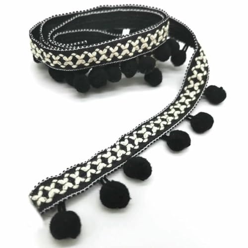 Pom-Pom-Bordüre, Spitzenstoff, Nähzubehör, Pompons, Quaste, Ballfransen, Band, Nähspitze für DIY-Material, Basteln, Bekleidung, 05 Schwarz, 1 Yard Pom-Pom-Bordüre, Spitzenstoff, Nähzubehör, Pompons, Quaste, Ballfransen, Band, Nähspitze für DIY-Material, Basteln, Bekleidung, 05 Schwarz, 1 Yard von BSGUZ