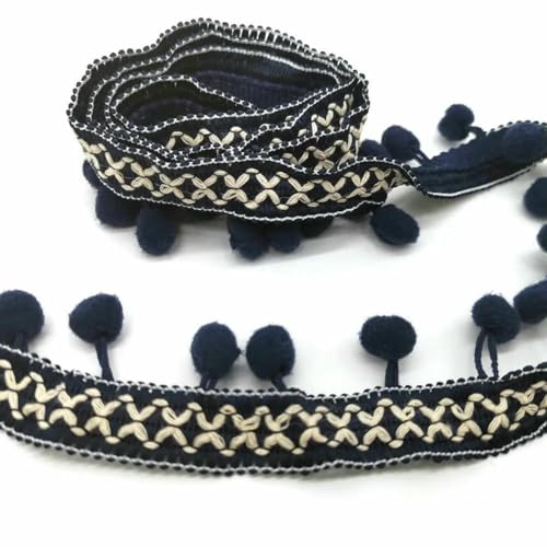Pom-Pom-Bordüre, Spitzenstoff, Nähzubehör, Pompons, Quaste, Ballfransen, Band, Nähspitze für DIY-Material, Basteln, Bekleidung, 09 Dunkelblau, 1 Yard Pom-Pom-Bordüre, Spitzenstoff, Nähzubehör, Pompons, Quaste, Ballfransen, Band, Nähspitze für DIY-Material, Basteln, Bekleidung, 09 Dunkelblau, 1 Yard von BSGUZ