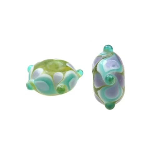 Retro-Stil Gravur Blume Handgefertigte Lampwork-Glasperlen zum Basteln von Charm-Armbändern/Ohrringen/Halsketten DIY-Schmuckherstellung-Graviertes Glas 65_a-2 STK von BSGUZ