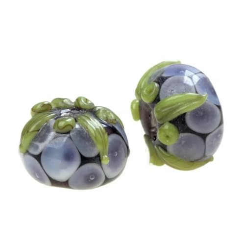 Retro-Stil Gravur Blume handgefertigte Lampwork Glasperlen für Handwerk Charm Armbänder/Ohrringe/Halsketten DIY Schmuckherstellung-Graviertes Glas 12-2PCS von BSGUZ