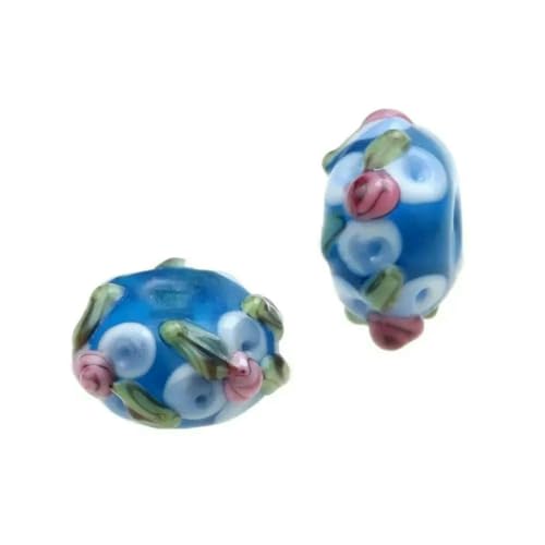 Retro-Stil Gravur Blume handgefertigte Lampwork Glasperlen für Handwerk Charm Armbänder/Ohrringe/Halsketten DIY Schmuckherstellung-Graviertes Glas 54-2PCS von BSGUZ