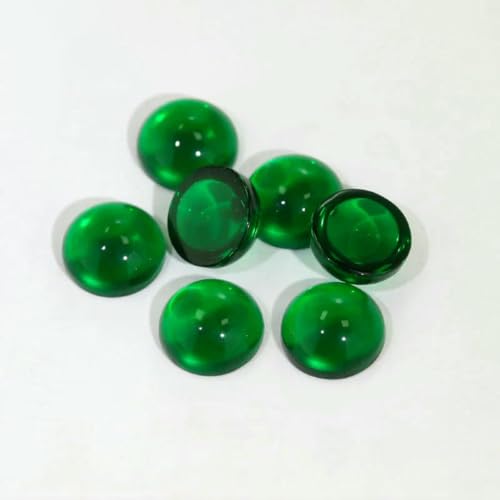 Runde Glasperlen, Cabochon-Schliff, flache Unterseite, lose synthetische Edelsteine für Schmuck, Größe 8 mm, 10 mm, 20 mm, Grün, Rot, Cabochon, 6,0 mm, 200 Stück von BSGUZ