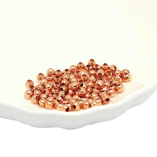 Runde Metallperlen in 8 Farben, glatte Kugel-Abstandsperlen zur Schmuckherstellung, 2/2,5/3/4/5/6/8/10 mm, Schmuckzubehör, DIY-Zubehör, Roségoldfarbe, 6 mm, 100 Stück von BSGUZ