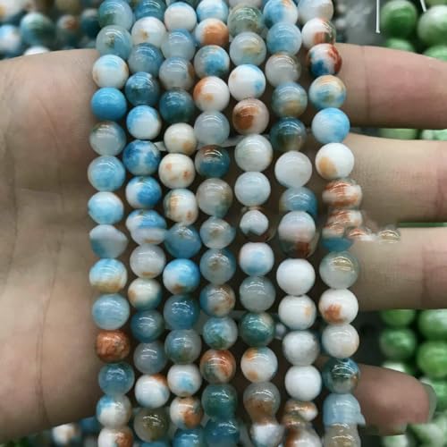 Schmuckzubehör aus Naturstein, Gelb, Türkis, Türkis, Grün, Achat, gemischte Farben, Perlen – Farbnummer 23, Blau, Orange – 8 mm Schmuckzubehör aus Naturstein, Gelb, Türkis, Türkis, Grün, Achat, gemischte Farben, Perlen – Farbnummer 23, Blau, Orange – 8 mm von BSGUZ