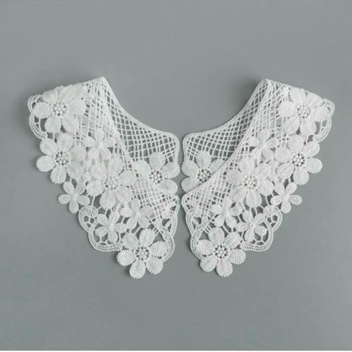 Spitzenstoff-Ausschnitt, abnehmbarer falscher Kragen, DIY, atmungsaktiver Schal um den Hals, Blume, süß, hohl, bequemer Patch, Stil 1, Weiß, 1 Stück von BSGUZ