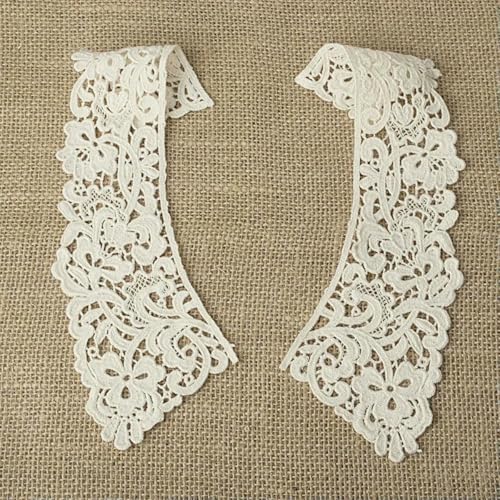 Spitzenstoff-Ausschnitt, abnehmbarer falscher Kragen, DIY, atmungsaktiver Schal um den Hals, Blume, süß, hohl, bequemer Patch, Stil 18, Beige, 1 Stück von BSGUZ
