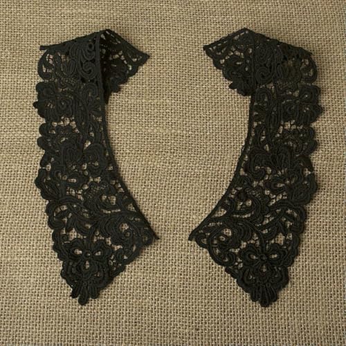 Spitzenstoff-Ausschnitt, abnehmbarer falscher Kragen, DIY, atmungsaktiver Schal um den Hals, Blume, süß, hohl, bequemer Patch, Stil 18, Schwarz, 1 Stück von BSGUZ
