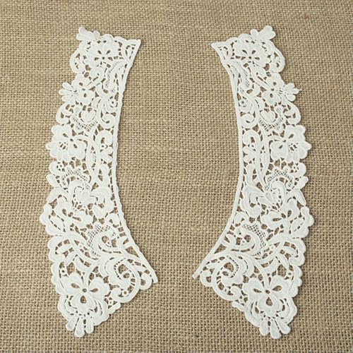 Spitzenstoff-Ausschnitt, abnehmbarer falscher Kragen, DIY, atmungsaktiver Schal um den Hals, Blume, süß, hohl, bequemer Patch, Stil 18, Weiß, 1 Stück von BSGUZ
