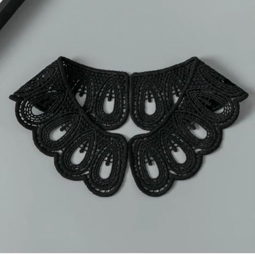 Spitzenstoff-Ausschnitt, abnehmbarer falscher Kragen, DIY, atmungsaktiver Schal um den Hals, Blume, süß, hohl, bequemer Patch, Stil 2, Schwarz, 1 Stück von BSGUZ