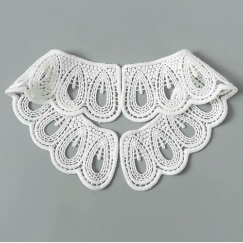 Spitzenstoff-Ausschnitt, abnehmbarer falscher Kragen, DIY, atmungsaktiver Schal um den Hals, Blume, süß, hohl, bequemer Patch, Stil 2, Weiß, 1 Stück von BSGUZ