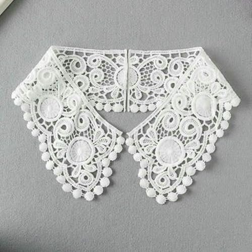 Spitzenstoff-Ausschnitt, abnehmbarer falscher Kragen, DIY, atmungsaktiver Schal um den Hals, Blume, süß, hohl, bequemer Patch, Stil 3, Weiß, 1 Stück von BSGUZ