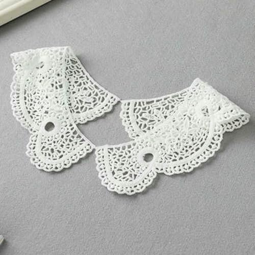 Spitzenstoff-Ausschnitt, abnehmbarer falscher Kragen, DIY, atmungsaktiver Schal um den Hals, Blume, süß, hohl, bequemer Patch, Stil 4, Weiß, 1 Stück von BSGUZ