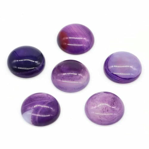 Stück/Los Natursteine Cabochon Runde Perlen 6 8 10 12 14 18 20 25 mm Edelsteine Kristalle Cab Cameo DIY Schmuck Ringe Halskette Ohrringe-Lila Achat-8 mm von BSGUZ