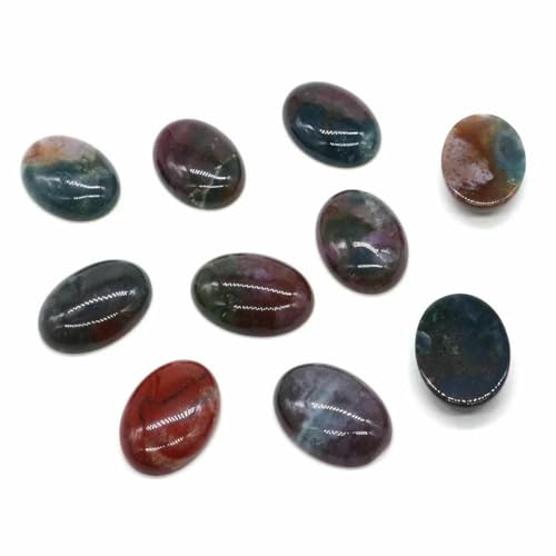 Stück/Los ovale Cabochon-Lose-Perlen, natürlicher Kristallstein, flache Rückseite, Kamee-Abstandshalter für Schmuckherstellung, DIY-Anhänger, Halskette – Indischer Achat – 30 x 40 mm von BSGUZ