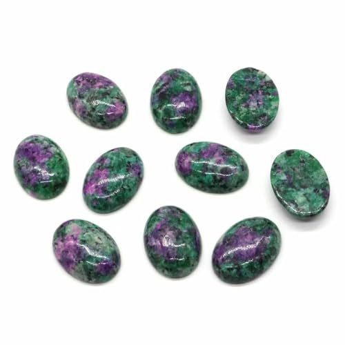 Stück/Los ovale Cabochon-Perlen, lose Perlen, natürlicher Kristallstein, flache Rückseite, Kamee-Abstandshalter für Schmuckherstellung, DIY-Anhänger, Halskette – Rubin-Zoisit – 18 x 25 mm von BSGUZ