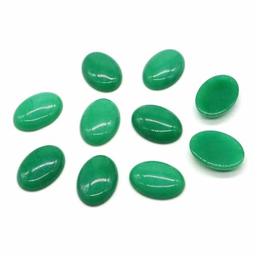 Stück/Los ovale Cabochon-Perlen, natürliche Kristalle, Stein, flache Rückseite, Kamee-Abstandshalter für Schmuckherstellung, DIY-Anhänger, Halskette – Grüner Jade, 30 x 40 mm von BSGUZ