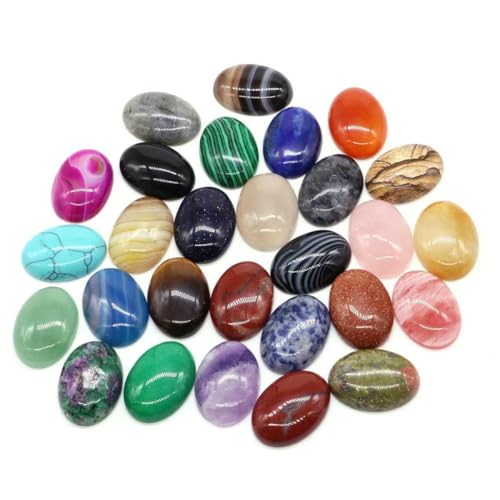 Stück/Los ovale Cabochon-Perlen, natürliche Kristalle, Stein, flache Rückseite, Kamee-Abstandshalter für Schmuckherstellung, DIY-Anhänger, Halskette – Stein, 20 x 30 mm von BSGUZ