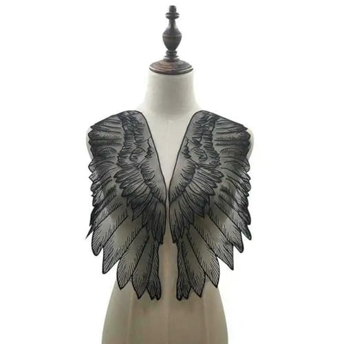 Stück Luxus-Tüll-Organza-Spitzenstoff, Flügel-Applikation, Patches, Stickerei, Nähbesätze, Verzierungen, Kleid, Guipure-Zubehör, Schwarz Stück Luxus-Tüll-Organza-Spitzenstoff, Flügel-Applikation, Patches, Stickerei, Nähbesätze, Verzierungen, Kleid, Guipure-Zubehör, Schwarz von BSGUZ