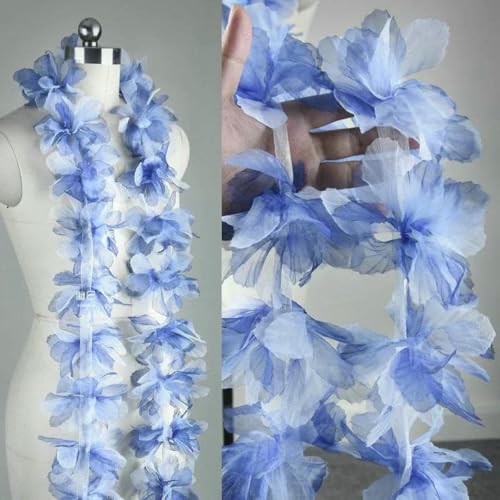 Tiefblaue siebenblättrige Blume mit Farbverlauf, Spitze, siebenblättrige Blume, kreative handgefertigte DIY-Dekoration, Kopfbedeckung, Brustblumen-Accessoires, Hellblau, 50 cm x 13 cm Tiefblaue siebenblättrige Blume mit Farbverlauf, Spitze, siebenblättrige Blume, kreative handgefertigte DIY-Dekoration, Kopfbedeckung, Brustblumen-Accessoires, Hellblau, 50 cm x 13 cm von BSGUZ