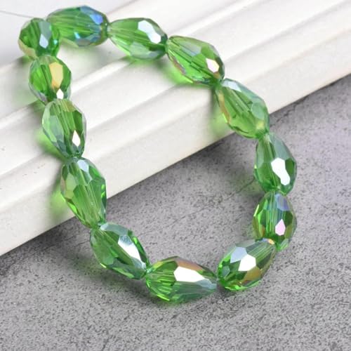 Tropfenförmige, facettierte Kristallglasperlen, 5 x 3,0 mm, 7 x 5 mm, 12 x 8 mm, 15 x 10 mm, 18 x 12 mm, lose Bastelperlen für die Schmuckherstellung, DIY-Grün AB-7 x 5 mm, 50 Stück Tropfenförmige, facettierte Kristallglasperlen, 5 x 3,0 mm, 7 x 5 mm, 12 x 8 mm, 15 x 10 mm, 18 x 12 mm, lose Bastelperlen für die Schmuckherstellung, DIY-Grün AB-7 x 5 mm, 50 Stück von BSGUZ