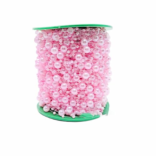 Weihnachtsdekoration Angelschnur Künstliche Perlen Kette Girlande Blumen Hochzeit Party Dekoration-Rosa-60 METER von BSGUZ