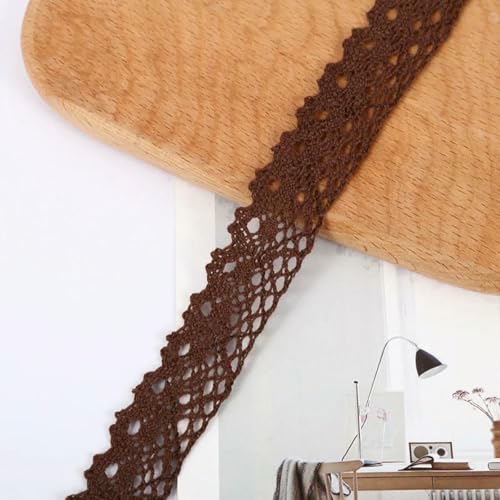 Yard/Lot 25 mm weiß-beige Baumwollspitze Hometextile Stoffwickel Strickverzierungen DIY Patchwork Craft Spitzenbesätze Scrapbooking-Braun-Breite 25 mm-20 Zoll von BSGUZ