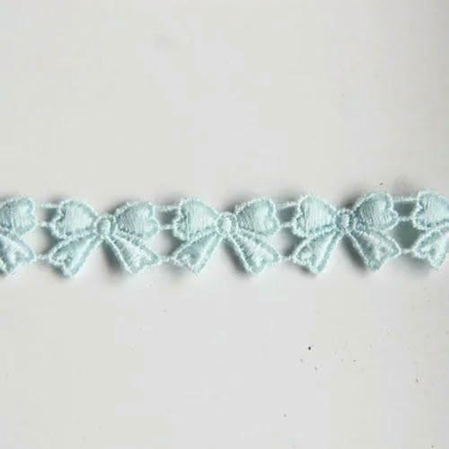 Yard/Lot Bowknot besticktes wasserlösliches Spitzenband DIY Bekleidung Nähstoff Schwarz Weiß Handarbeit 1 cm breit-Himmelblau-2 Yards von BSGUZ