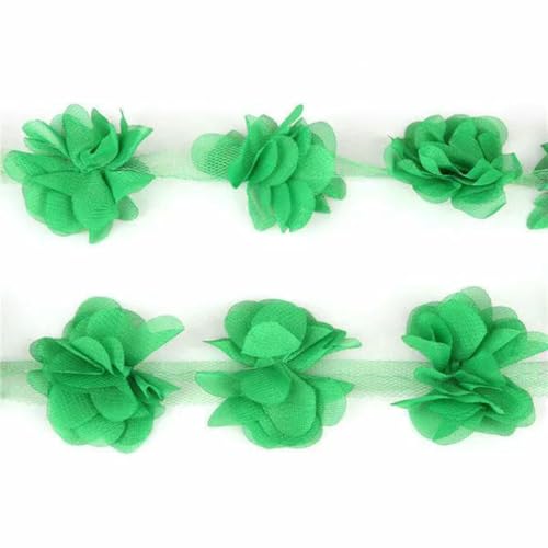 Yard = 12 Stück Blumen, 3D, 5 cm, Fransen, Chiffon-Spitzenbesatz, Band, Stoffspitze zum Aufnähen, für Hochzeitskleider, Dekorationszubehör, Grün Yard = 12 Stück Blumen, 3D, 5 cm, Fransen, Chiffon-Spitzenbesatz, Band, Stoffspitze zum Aufnähen, für Hochzeitskleider, Dekorationszubehör, Grün von BSGUZ