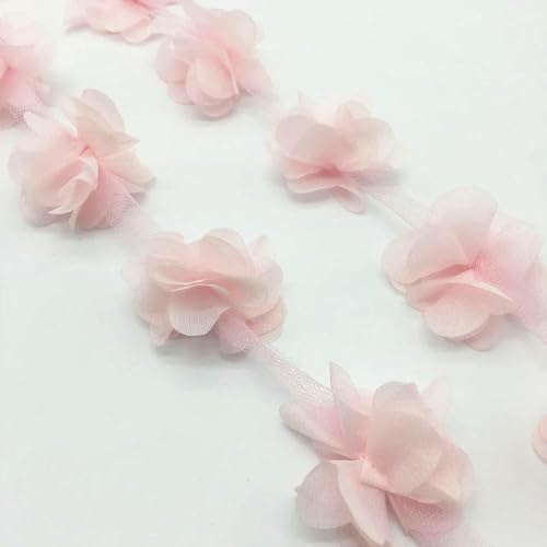 Yard 12 Stück Blumen Chiffon Cluster Blumen für Hochzeitskleid Brautstoff Spitzenbesatz Stoff DIY Nähstoff-Pink2 Yard 12 Stück Blumen Chiffon Cluster Blumen für Hochzeitskleid Brautstoff Spitzenbesatz Stoff DIY Nähstoff-Pink2 von BSGUZ