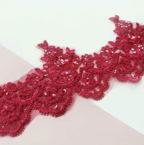 Zarter 1Y Weiß/Elfenbein Kordelstoff Pailletten Blume Venise Venedig Mesh Spitzenbesatz Applikation Nähen Handwerk für Hochzeit Dez. 13cm-Burgunderrot 1Yard-1Yard Zarter 1Y Weiß/Elfenbein Kordelstoff Pailletten Blume Venise Venedig Mesh Spitzenbesatz Applikation Nähen Handwerk für Hochzeit Dez. 13cm-Burgunderrot 1Yard-1Yard von BSGUZ