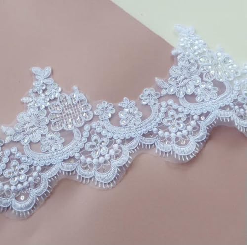 Zarter 1Y Weiß/Elfenbein Kordelstoff Pailletten Blume Venise Venedig Mesh Spitzenbesatz Applikation Nähen Handwerk für Hochzeit Dez. 13cm-weiß 1yard-1Yard Zarter 1Y Weiß/Elfenbein Kordelstoff Pailletten Blume Venise Venedig Mesh Spitzenbesatz Applikation Nähen Handwerk für Hochzeit Dez. 13cm-weiß 1yard-1Yard von BSGUZ