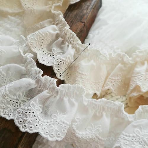 cm breiter, luxuriöser, bestickter Spitzenstoff mit Blumenmuster und Aufkleber, Puppenpuppe, DIY, genähte Kleidung, Kragen, Rüschen, Guipure, Hochzeitsaccessoire, Beige, von BSGUZ