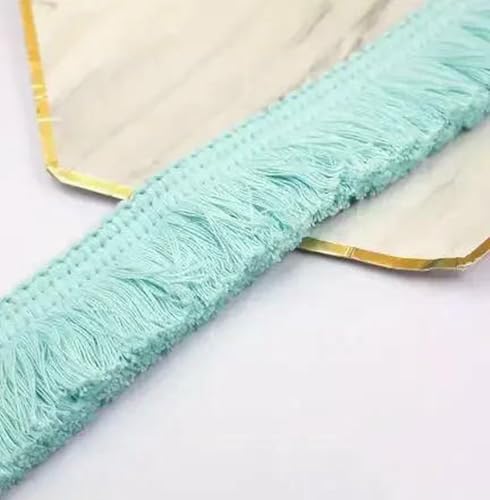 m dicker himmelblau-roter Baumwollfadenstreifen, Fransen-Spitzenbesatz, DIY-Kleidungszubehör, Kleidung, Kissen, Vorhangdekoration, 4 cm, Spektrumgrün, S von BSGUZ
