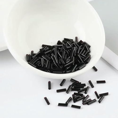 mm, 4,0 mm, 6 mm Rocailles-Perlen, Silberkern, tschechische Glas-Rocailles-Stiftperlen zum Nähen, Schmuckherstellung, Kleidungsstück-DIY-Zubehör, 10 g, einfarbig schwarz, 2 x von BSGUZ
